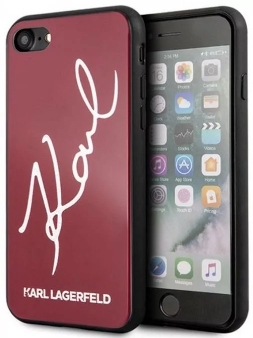 Karl Lagerfeld Double Layers Glitter etui na iPhone 8 7 czerwone) KLHCI8DLKSRE