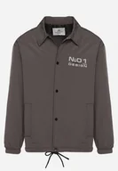 Kurtki męskie - Ciemnoszara Kurtka ze Ściągaczem i Ozdobnymi Napisami Efaliris - miniaturka - grafika 1