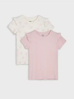 Koszulki dla dziewczynek - Sinsay - Koszulki 2 pack - różowy - grafika 1