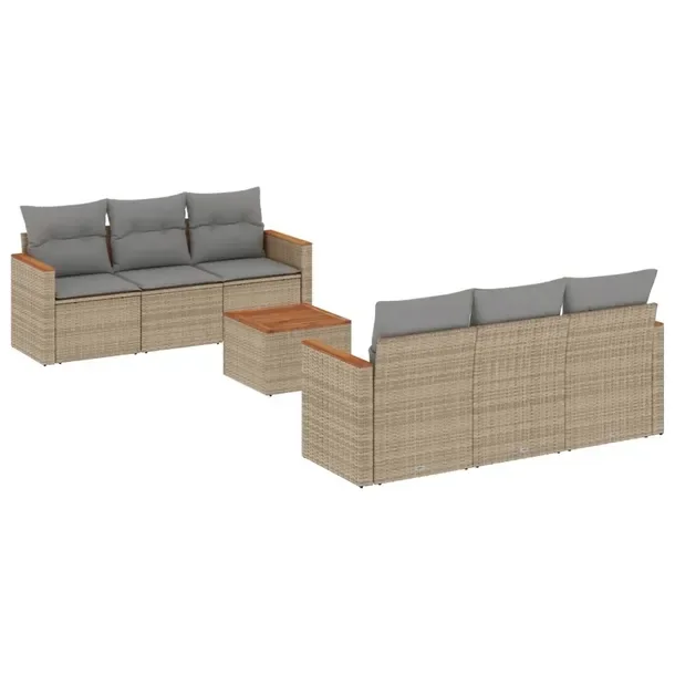 Zestaw mebli ogrodowych modułowych beżowy rattan PE, wymiary 55-62 x 55-6