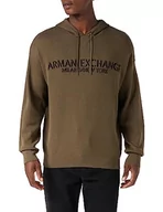 Bluzy męskie - Armani Exchange Męska bluza z kapturem z bawełny, swobodny krój, Crocodile, XXL - miniaturka - grafika 1