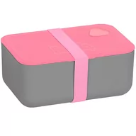 Lunch boxy - Paso BeUniq Śniadaniówka Pojemnik Lunch Box szaro-różowy z gumką 750 ml - miniaturka - grafika 1