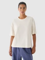Koszulki sportowe damskie - Damski t-shirt oversize 4F x Anna Lewandowska 4FALSAW24TTSHF2192 - biały - 4F x AL - miniaturka - grafika 1