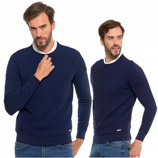 Elegancki SWETER MĘSKI Klasyczny Okrągły Dekolt Modny Kolor MORAJ M - Swetry męskie - miniaturka - grafika 1
