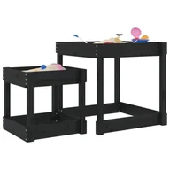 Place zabaw - Stoliki piaskownice, 2 szt., czarne, lite drewno sosnowe Lumarko! - miniaturka - grafika 1