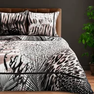 Pościel - Pościel satynowa EVA 160x200 Eva Minge Eurofirany jasnobrązowa czarna zwierzęcy print cętki zebra - miniaturka - grafika 1