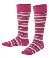 Skarpetki damskie - FALKE Unisex dziecięce podkolanówki w paski, bawełna, czarno-niebieskie, wiele innych kolorów, wzmocnione skarpety na kolana ze wzorem, oddychające, długie, kolorowe, wysokie i ciepłe paski, 1 para, - miniaturka - grafika 1