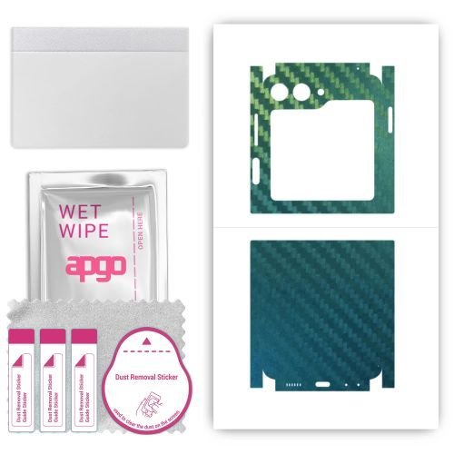 folia naklejka skórka strukturalna na TYŁ+BOKI do Samsung Galaxy Z Flip5 Retro - Carbon Kameleon CAKA1 - apgo SKINS