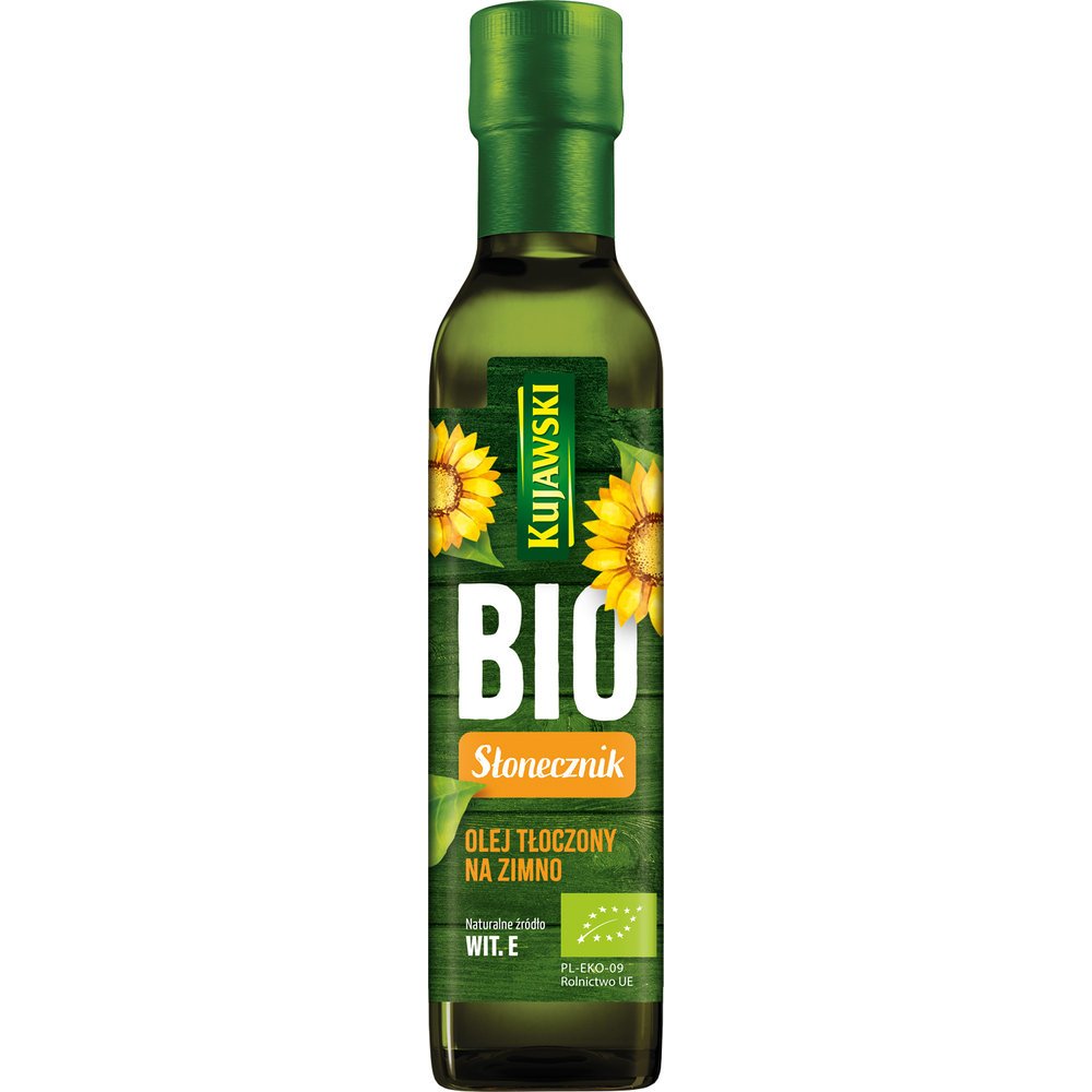 KUJAWSKI BIO OLEJ ZE SŁONECZNIKÓW TŁOCZONY NA ZIMNO 250 ML