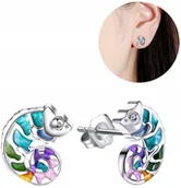 Biżuteria dla dzieci - SREBRNE KOLCZYKI KAMELEONY DLA DZIEWCZYNKI RODOWANE SREBRO 925 WKRĘTKI - miniaturka - grafika 1