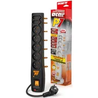 Listwy zasilające - HSK Listwa zasilająca Acar P7 5,0m 7 gniazd automat czarna ACAR P7/5m - miniaturka - grafika 1