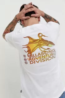 Koszulki męskie - Billabong t-shirt bawełniany BILLABONG X ADVENTURE DIVISION męski kolor biały z nadrukiem - grafika 1