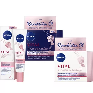 NIVEA VITAL PROMIENNA SKÓRA Przeciwzmarszczkowy krem na dzień 50 ml i na noc 50 ml + 3w1 Serum Piękna 40 ml - Zestawy kosmetyków damskich - miniaturka - grafika 1