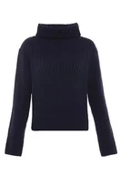 Swetry damskie - Blonda Damski sweter z golfem z długimi rękawami, akryl, granatowy, rozmiar XL/XXL, morski, XL - miniaturka - grafika 1