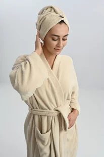 Szlafrok frotte beżowy - Szlafroki damskie Szlafrok frotte beżowy - Szlafroki damskie - miniaturka - grafika 1