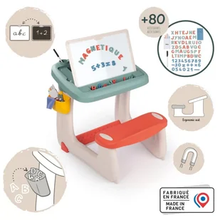 Smoby Dwustronne Biurko Ławka Tablica 2w1 + 80 akcesoriów - Zabawki kreatywne - miniaturka - grafika 1