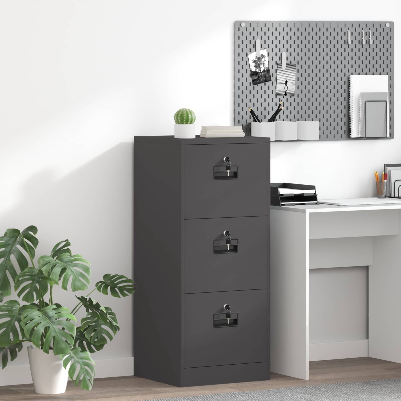 vidaXL vidaXL Szafka na dokumenty z szufladą Czarny 45,5 x 42 x 106,5 cm