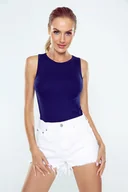 Koszulki i topy damskie - Eldar Peri koszulka prążkowana dzianina granat L - miniaturka - grafika 1