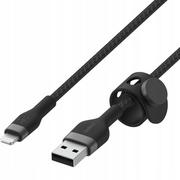 Kable USB - Belkin Kabel USB Lightning Braided Silicone 2m Czarny CAA010BT2MBK - miniaturka - grafika 1