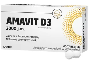 Amavit D3 2000 j.m. 60 tabletek ulegających rozpadowi w jamie ustnej - Witaminy i minerały - miniaturka - grafika 1