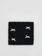 Apaszki i szaliki damskie - Reserved - Dzianinowy komin w kokardki - czarny - miniaturka - grafika 1