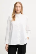 Koszule damskie - Tommy Hilfiger koszula bawełniana damska kolor beżowy relaxed ze stójką WW0WW46848 - miniaturka - grafika 1