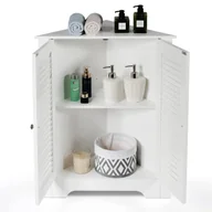Szafki łazienkowe - Szafka narożna, mebel do przechowywania 63 x 32 x 81,5 cm, biały - miniaturka - grafika 1