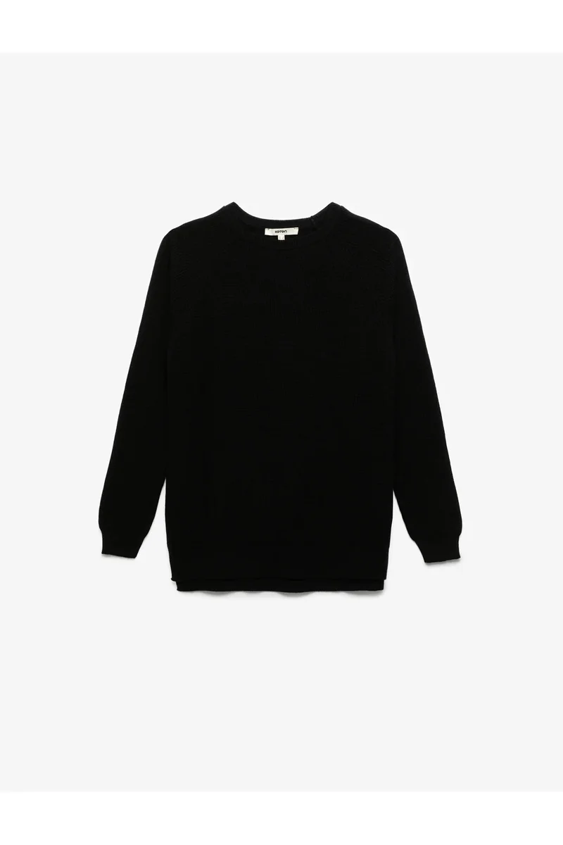 KOTON CZARNY GŁADKI SWETER DAMSKI Z DŁUGIM RĘKAWEM XL 5IA