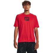 Koszulki sportowe męskie - Męska koszulka treningowa Under Armour UA Tech Print Fill SS - czerwona - UNDER ARMOUR - miniaturka - grafika 1