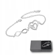 Bransoletki - Bransoletka Damska Srebrna Łańcuszki Zawieszka Serduszka Nieskończoność - miniaturka - grafika 1