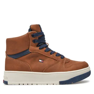 Sneakersy Tommy Hilfiger Mid Cutlace-Up Sneaker T3X9-33641-1351 M Brązowy - Buty dla chłopców - miniaturka - grafika 1