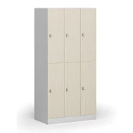 Szafki biurowe - Szafka skrytkowa, 6 schowków, 1850 x 900 x 500 mm, zamek obrotowy, drzwi laminowane, brzoza - miniaturka - grafika 1