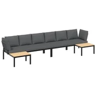 Meble ogrodowe - 4-cz. zestaw mebli do ogrodu, z poduszkami, czarne aluminium - miniaturka - grafika 1