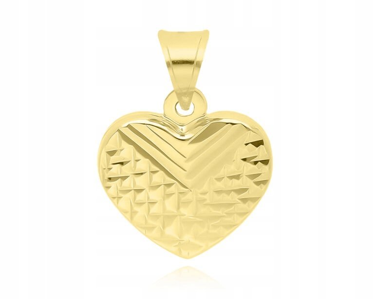 Złota zawieszka 585 Serce + Grawer Damska diamentowane dwustronne