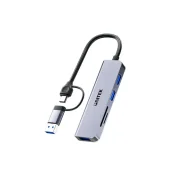Huby USB - Unitek H1320AGY01 5w1 USB-A/C 5 Gbps z czytnikiem kart SD/microSD Szary H1320AGY01 - miniaturka - grafika 1