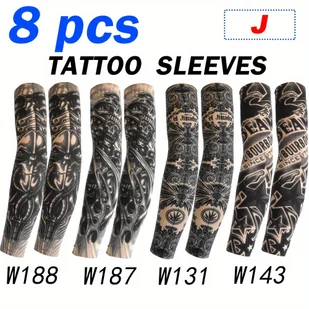 TEMU 8szt. Rękawy do Tatuażu - Bezszwowe, Oddychające Osłony na Ramię do Jazdy na Rowerze i Samochodzie Ochrona Przed Słońcem i Chłodzący Nylon - Inne - miniaturka - grafika 1