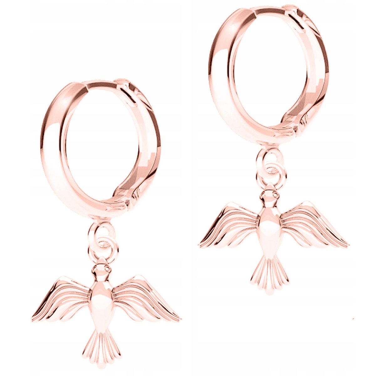 Kolczyki Pozłacane z Ptakami Ptaki Ptaszki Jaskółki Bird Koliber SREBRO 925