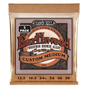 Struny gitarowe  - Ernie Ball Earthwood Custom Medium Phosphor Bronze Acoustic Guitar Stringi 3 Pack - 12,5-56 Gauge - miniaturka - grafika 1