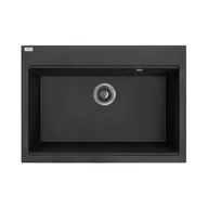 Zlewozmywaki - Laveo Tau Zlewozmywak granitowy jednokomorowy 50x70 cm czarny SBT_7107 - miniaturka - grafika 1