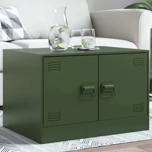 Stolik kawowy oliwkowozielony 67x50x44 cm stalowy - Ławy i stoliki kawowe - miniaturka - grafika 1
