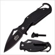 Noże - MASTER USA NÓŻ SKŁADANY SURVIVAL Z KRZESIWEM MU-A027BK - miniaturka - grafika 1