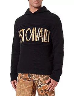 Swetry męskie - Just Cavalli Sweter męski, 900j czarny żakard, XS - grafika 1