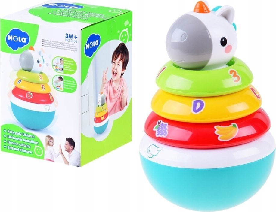 HOLA Piramida wańka wstańka grzechotki układanka ZA3089