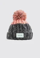 Czapki damskie - Czapka beanie narciarka szaro - różowa - miniaturka - grafika 1