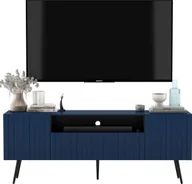 Szafki RTV - Meble Lindner Meble Lindner Loft Szafka RTV Granatowy Mat Nowoczesna Komoda RTV Glamour 150 cm Ryflowane fronty Nogi Czarne Metalowe - miniaturka - grafika 1