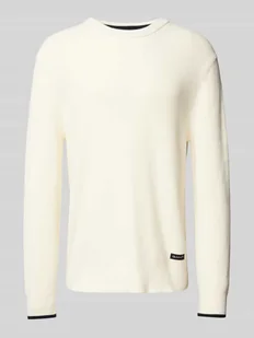Sweter z dzianiny z naszywką z logo - Swetry męskie - miniaturka - grafika 1