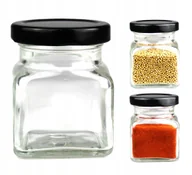 Pojemniki kuchenne - 3x pojemniki szklane słoiki na przyprawy 120 ml z czarną zakrętką fi 53 - miniaturka - grafika 1