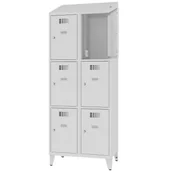 Szafki BHP - Szafka z 6 skrytkami z gniazdkiem elektrycznym MSUS 423 V na nogach - miniaturka - grafika 1