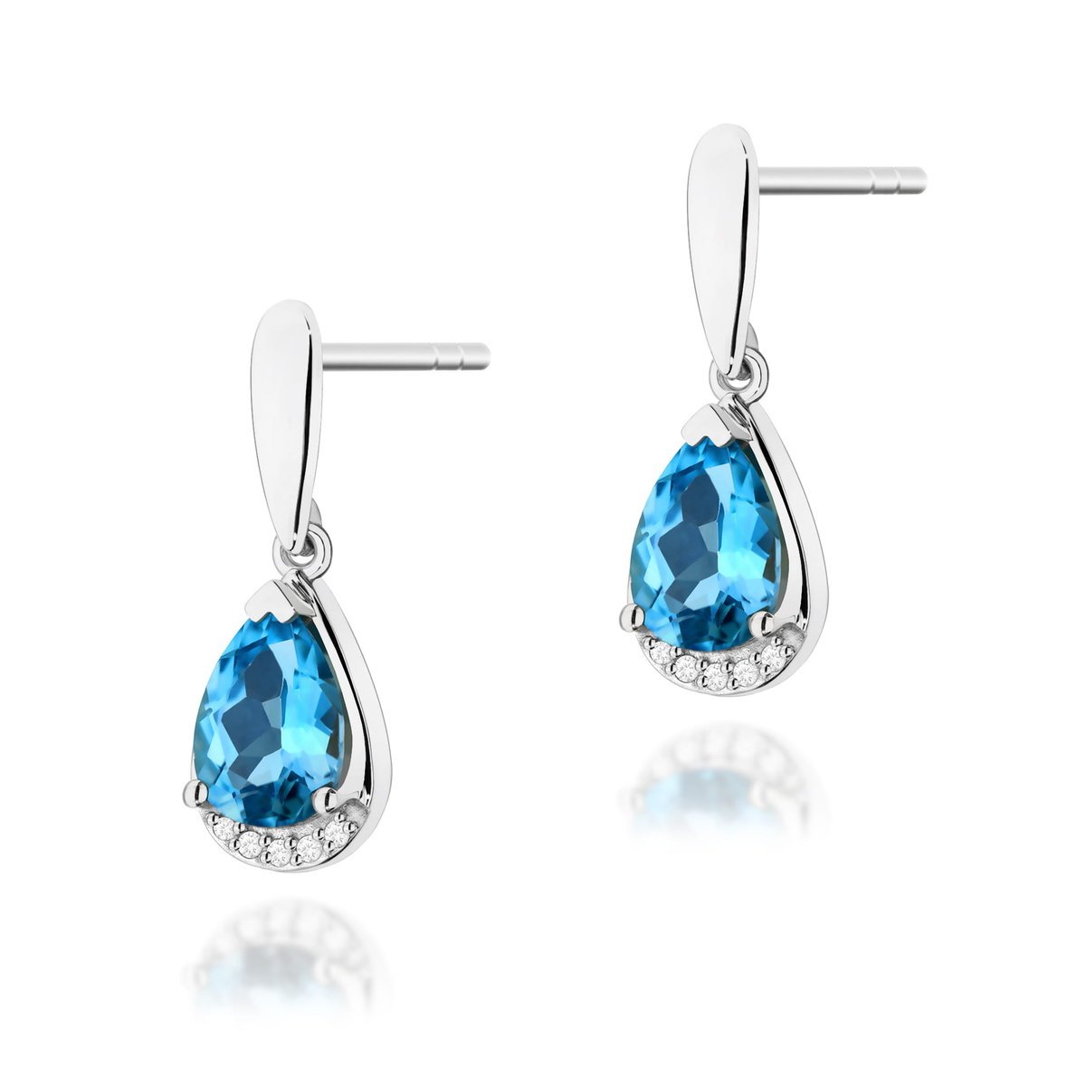 Złote kolczyki Topaz 2 x 1,40ct białe złoto pr. 585