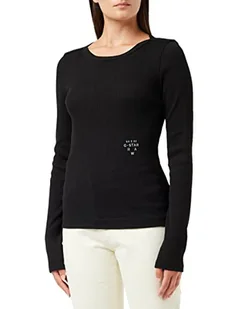 G-STAR RAW Damska koszulka Slim Rib Boatneck Ls, Czarny (Dk Black C678-6484), L - Koszulki i topy damskie - miniaturka - grafika 1